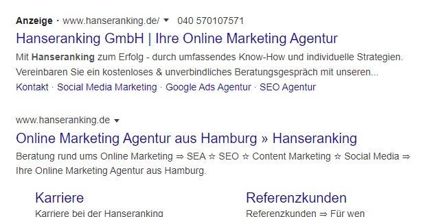 Hanseranking-GoogleAds-Sitelinks
