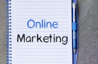 Online marketing text concept write on notebook