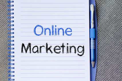 Online marketing text concept write on notebook